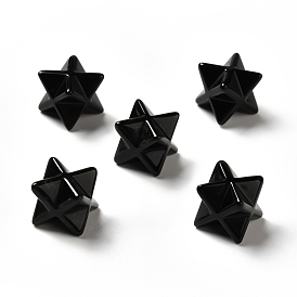 Natural Obsidian Beads, No Hole/Undrilled, Merkaba Star