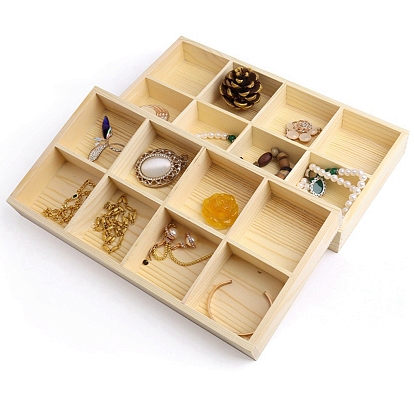 Caja de almacenamiento de madera, bandeja de joyas, Rectángulo