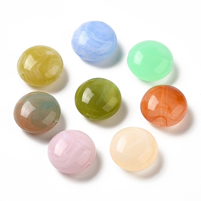 Perles acryliques transparentes, deux tons, plat rond