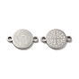 Religion 304 Stainless Steel Connector Charms, Flat Round with Saint Benedict Cross