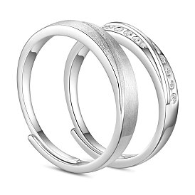 SHEGRACE Adjustable 925 Sterling Silver Couple Finger Rings, Platinum Plated