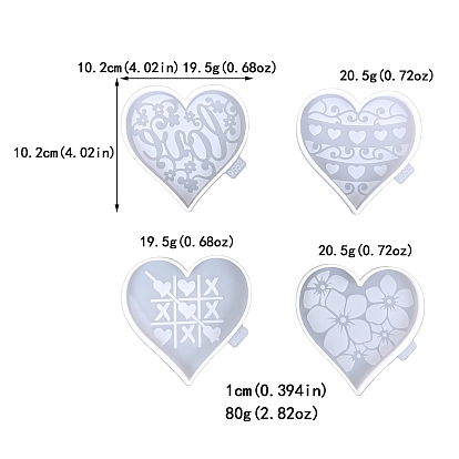 Valentine's Day DIY Heart Cup Mat Silicone Molds, Resin Casting Molds, For UV Resin, Epoxy Resin Craft Making