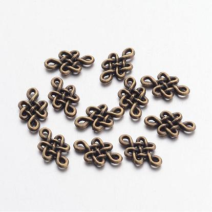 Tibetan Style Chinese Knot Alloy Links/Connectors, Cadmium Free & Lead Free, 7x11.5x2mm, Hole: 1mm, about 4166pcs/1000g