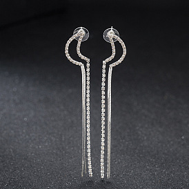 Tassel Pendant Diamond Chain Earrings - Elegant and Stylish Jewelry for Women.