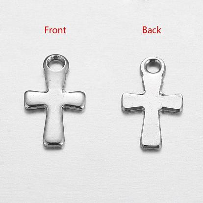 201 Stainless Steel Tiny Cross Charms, 12x7x1mm, Hole: 1.5mm