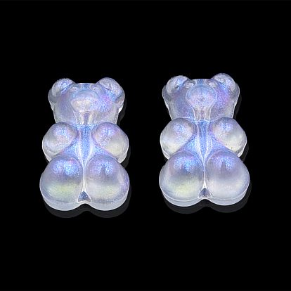 Perles acryliques transparentes, avec de la poudre de paillettes, ours