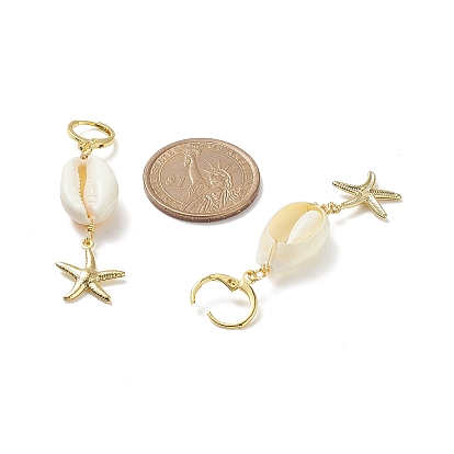 5 paire 5 style coquillage naturel avec des boucles d'oreilles perlées, Boucles d'oreilles créoles et clous dorés étoile de mer en acier inoxydable pour femme