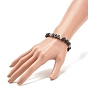 Bracelet extensible pierre de lave naturelle & pierre noire synthétique & hématite, bijoux de pierres précieuses d'huile essentielle pour les femmes