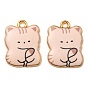 Printed Alloy Pendants, Golden, Cadmium Free & Nickel Free & Lead Free, Cat Shape Charms