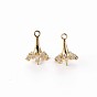 Brass Micro Pave Clear Cubic Zirconia Peg Bails Charms, for Half Drilled Beads, Flower, Nickel Free