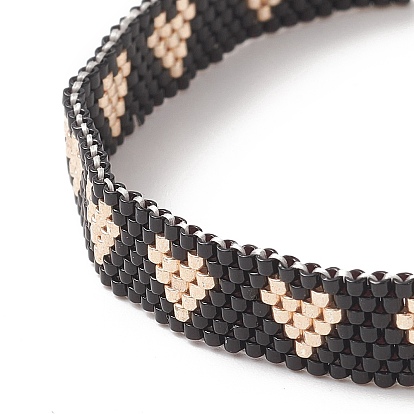Bracelets de perles tressées en forme de cœur de graines japonaises faites à la main, bracelet réglable pour femme