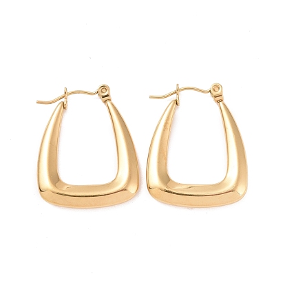 Ion Plating(IP) 304 Stainless Steel Hoop Earrings for Women, Trapezoid