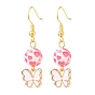 3 paires 3 style breloques en alliage d'émail rose et perles de résine pendantes boucles d'oreilles, bijoux en laiton thème saint valentin pour femme, or