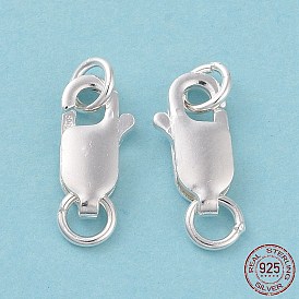 925 Sterling Silver Lobster Claw Clasps, with Jump Rings, 10x5x2.5mm
, Hole: 3~3.5mm