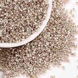 Perlas de semillas cilíndricas, colores metálicos, agujero redondo, tamaño uniforme