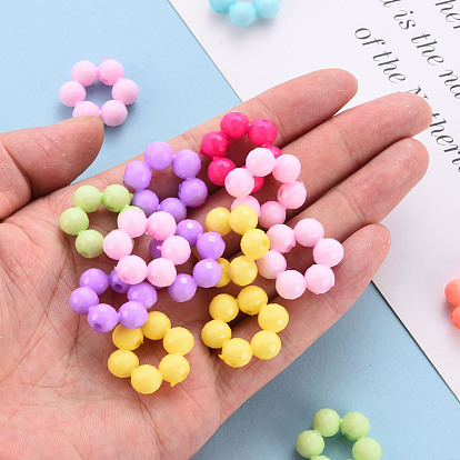 Opaques cadres de perles acryliques, teint, facette, fleur