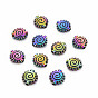 Rack Plating Rainbow Color Alloy Beads, Cadmium Free & Nickel Free & Lead Free, Flat Round with Spiral