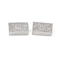 Brass Micro Pave Clear Cubic Zirconia Beads, Rectangle with Crown