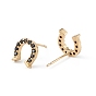 Black Cubic Zirconia Horse Shoes Stud Earrings, Brass Jewelry for Women, Long-Lasting Plated, Lead Free & Cadmium Free