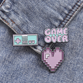 Cute Cartoon Pink Game Console Enamel Pin Mosaic Heart Brooch Badge