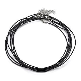Round Leather Cord Necklaces Making, with 304 Stainless Steel Lobster Claw Clasps and Extender Chain