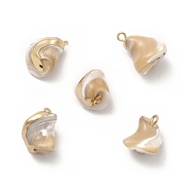 Baroque Natural Trochus Shell Pendants, Nuggets Charms, with Brass Loops