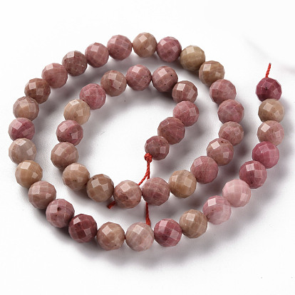 Natural Rhodochrosite Beads Strands, Round, Faceted
