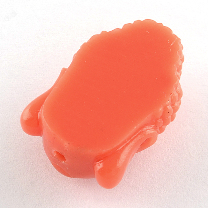 Покрашено головы Будды синтетическом коралловые бусы, 24~25x16x10.5 мм, отверстие : 2 мм