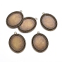 Supports pendentif en alliage de zinc cabochon de style tibétain, sans cadmium et sans plomb, plat plateau ovale: 40x30 mm, 54.5x40x2 mm, Trou: 3mm