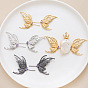 Brass Pave Medium Purple Cubic Zirconia Wing Head Pins, for Baroque Pearl Making