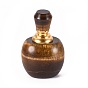 Natural Gemstone Openable Perfume Bottle, with Glass Tube and Brass Findings
