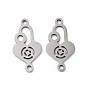 201 Stainless Steel Connector Charms, Heart Shaped Lock Links