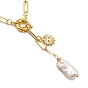 Ожерелья лариат с жемчугом кеши и натуральным жемчугом в стиле барокко, с латунными цепочками для скрепок и подвеской из сплава со стразами, солнце с глазом