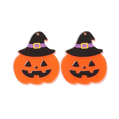 Acrylic Pendants, for Halloween, Pumpkin with Hat