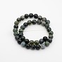 Natural Green Moss Stone Round Bead Strands