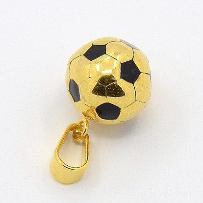 Trendy Necklace Findings 304 Stainless Steel FootBall/Soccer Ball Charms, Black