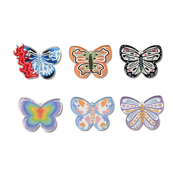 Pendentifs acryliques imprimés, papillon
