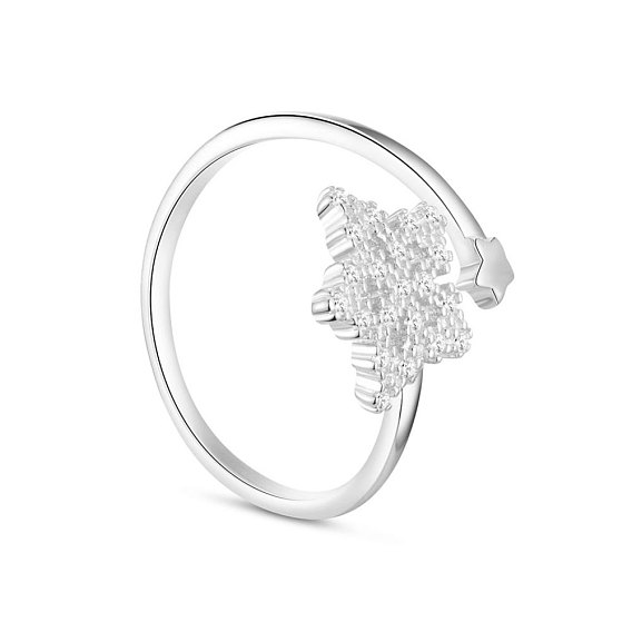 Tinysand 925 кольца-манжеты из стерлингового серебра, открытые кольца, с звездой и фианитами, 16.5 мм