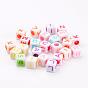 Initial Acrylic Beads, Cube, 6.5x6.5x6.5mm, Hole: 2.5mm