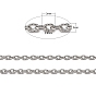 Chaînes de câbles en fer texturé, soudé, avec bobine, ovale, environ 328.08 pieds (100 m)/rouleau