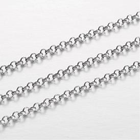 Ion Plating(IP) 304 Stainless Steel Rolo Chains, Belcher Chain, Unwelded, for Jewelry Making