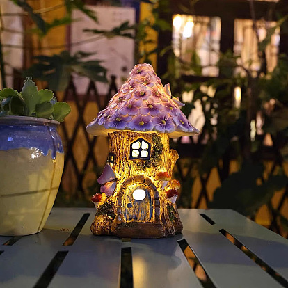 Maison de poupée extérieur jardin cour domicile, Petite veilleuse en résine, lampe décorative artisanale