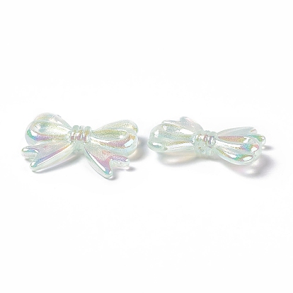 Perles acryliques opaques, avec de la poudre de paillettes, couleur ab , bowknot