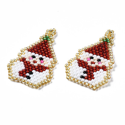 MIYUKI & TOHO Japanese Seed Beads, Handmade Pendants, Loom Pattern, Christmas Snowman