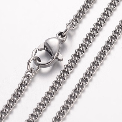 Ионное покрытие (ip) 304 ожерелье из нержавеющей стали, бордюрные цепи, с омаром застежками