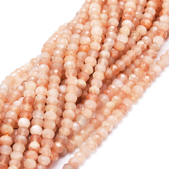 Sunstone naturelle perles brins, facette, rondelle