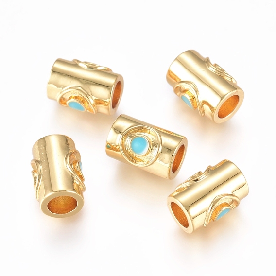 Brass Enamel Beads, Column, Golden