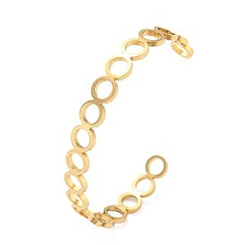 Placage ionique (ip) 304 bracelets manchette en acier inoxydable, bracelets ouverts avec anneau creux pour femmes