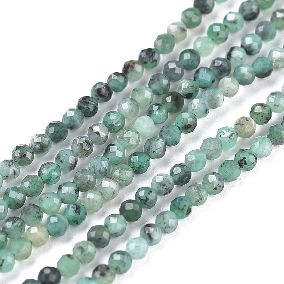 Brins de perles de quartz émeraude naturelle, ronde, facette