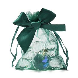 Bolsas de regalo con cordón de organza de encaje rectangular, con bowknot, para bolsas de almacenamiento de banquete de boda